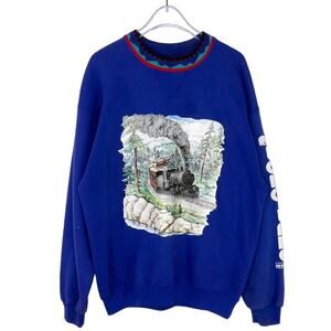 Gopher Sport Vintage 1980s Crewneck Sweatshirt New York Long Lake Train Large